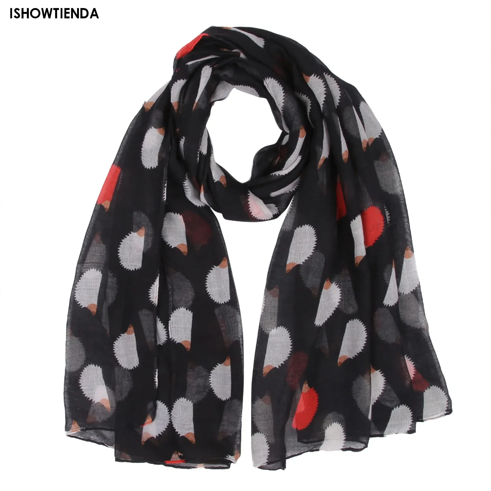 

New Ladies Viscose Cotton Hedgehog Print Scarf For Women Variety Of Animal Prints Circle Scarves Fashion Ring Scarfs Animal Scar