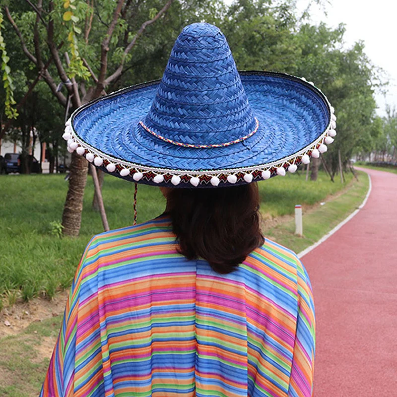 Outdoor Carnival Sombrero Men Women Party Mexican Hats Natural Straw Sun Hat Wide Brim Panama Bucket Hats Adjustable Retro Caps sun hat sun protection hat party hat