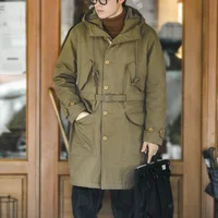 Maden Heavyweight M47 Parka for Men Mid-length Thickened Hooded Coat Adjustable Cuffs Winter Warm Fleece-lined Cotton Jacket 2