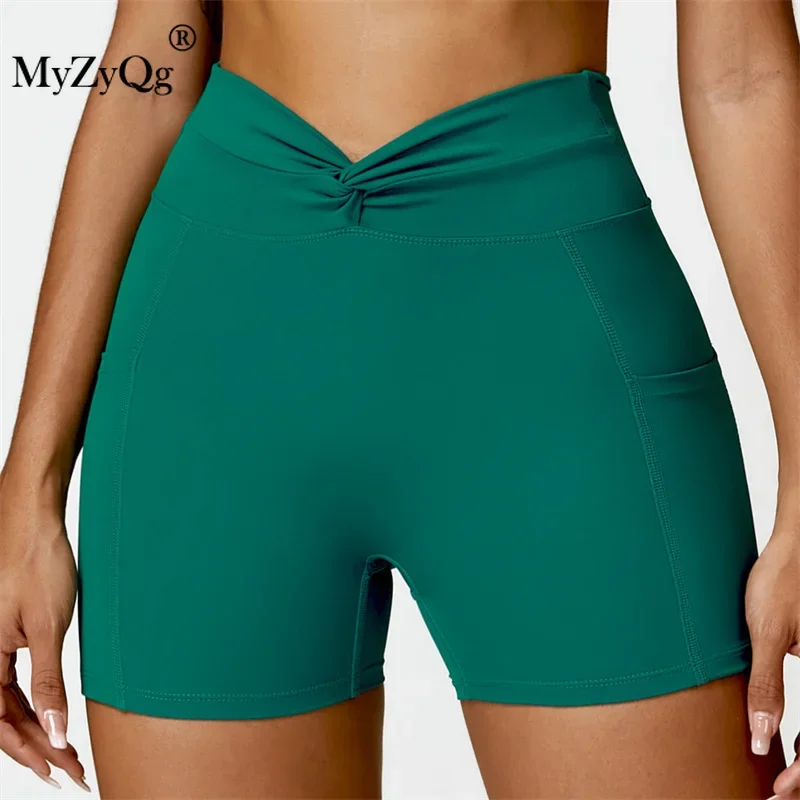 

MyZyQg Women Pocket Nude High Waist Yoga Shorts Tight Casual Wear Running Shorts Famale Hip Lift Fitness Quick Dry Gym Pants