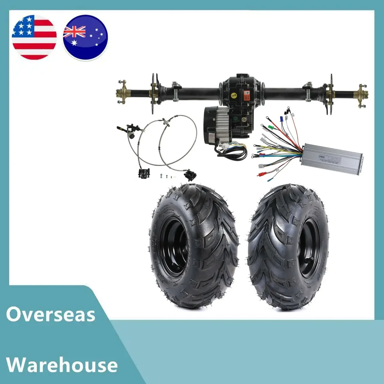 

48V 1000W Electric Differential Motor 30" Rear Axle Kit Brushless Motor Speed Controller 6" Wheels For Go Kart ATV Quad Buggy