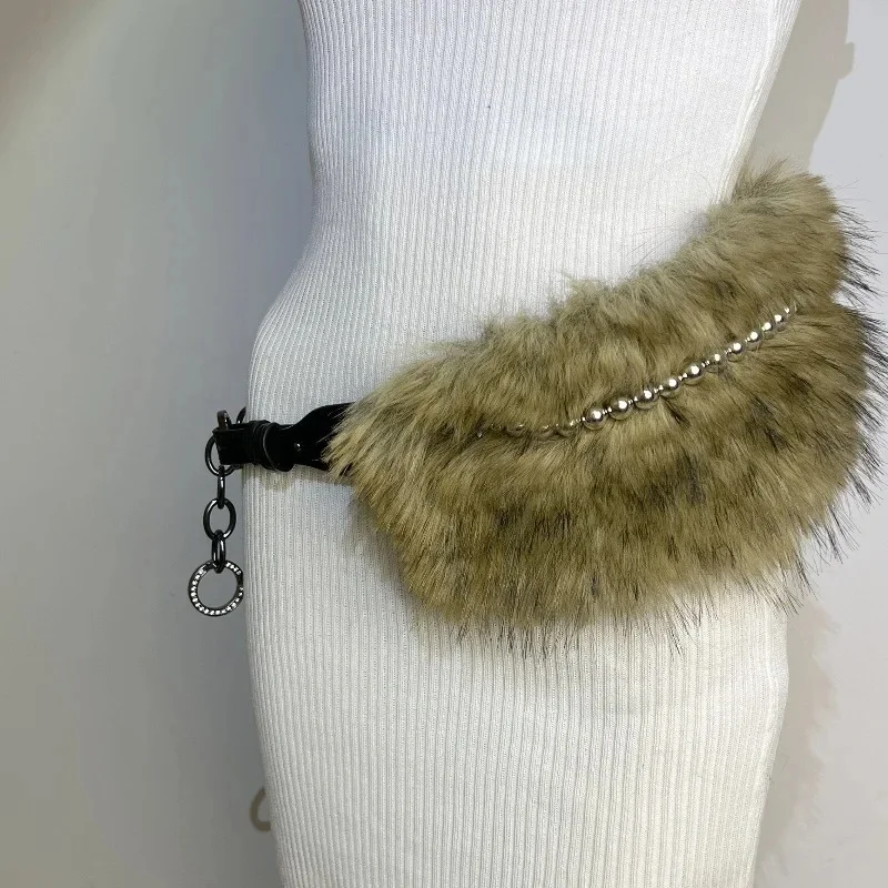 Fur waist chain imitation fur crocodile skin