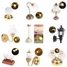 

1:12 Multi-style Dollhouse Miniature Chandelier Ceiling Lamp LED Lamp Wall Lamp Tulip Lamp Model Dollhouse Decor Toy Accessories
