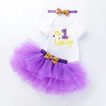 Tutù per primo compleanno per bambina con fascia per capelli Tutina per principessa per compleanno Tutu per feste Smash Cake Servizio fotografico 1