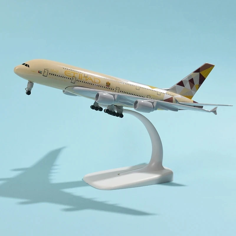 [新品]エティハド航空A380金属製模型(20cm)外箱、スタンド付き 楽天市場】エディハドA380 模型飛行機 LEDライト ギア付き