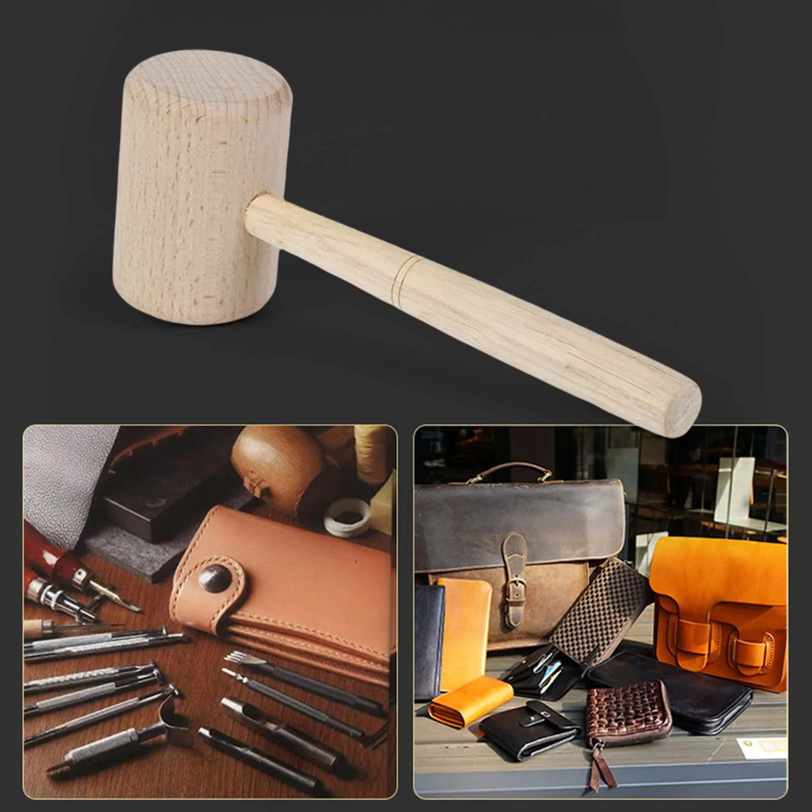 Wood Mallet Multifunctional Vertical Professional Wooden Hammer Leather Cowhide Tool Bar Accessories DIY Woodworking Tool installation hammer