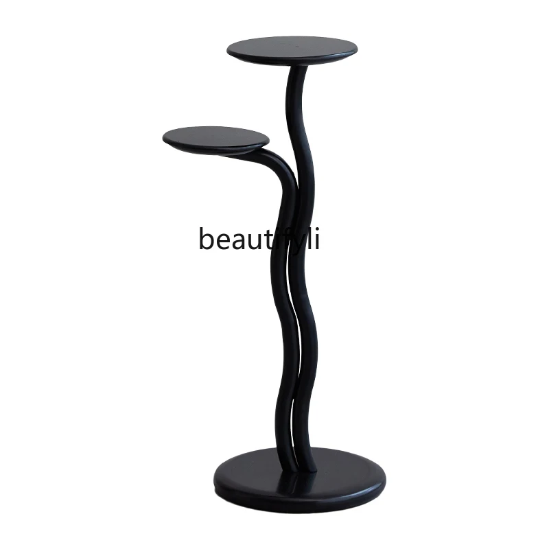 

yj Retro Style Tea Table Art Design Metal Retro Black Iron Side Table