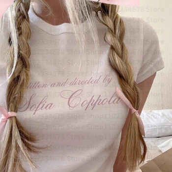 T-shirt a maniche corte con lettera vintage grunge T-shirt stile Y2k Crop Top anni 2000 Estetica Streetwear T-shirt da donna Casual Emo gotico 1