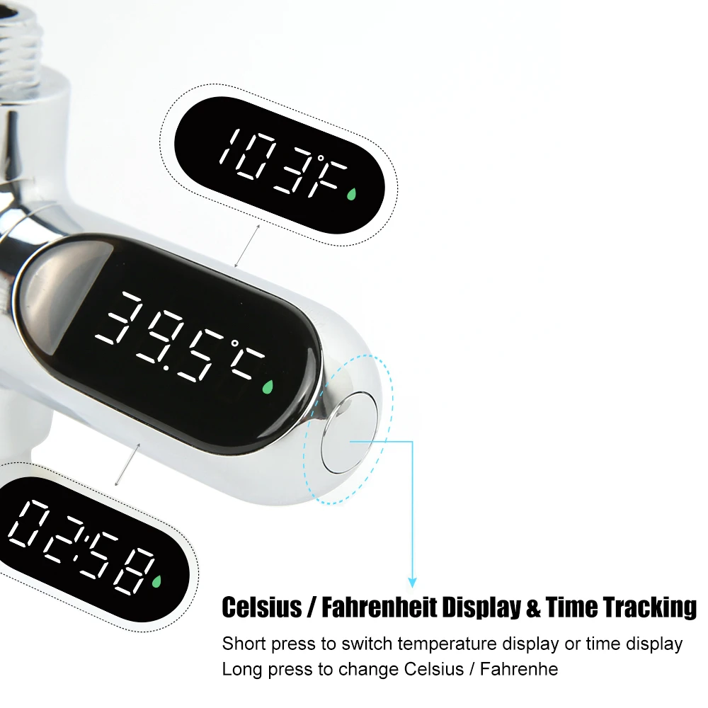 Hot Tub Water Temperature Monitor Electricity Home LED Display Shower Faucets Water Thermometer Bathing Temperature Meter 5