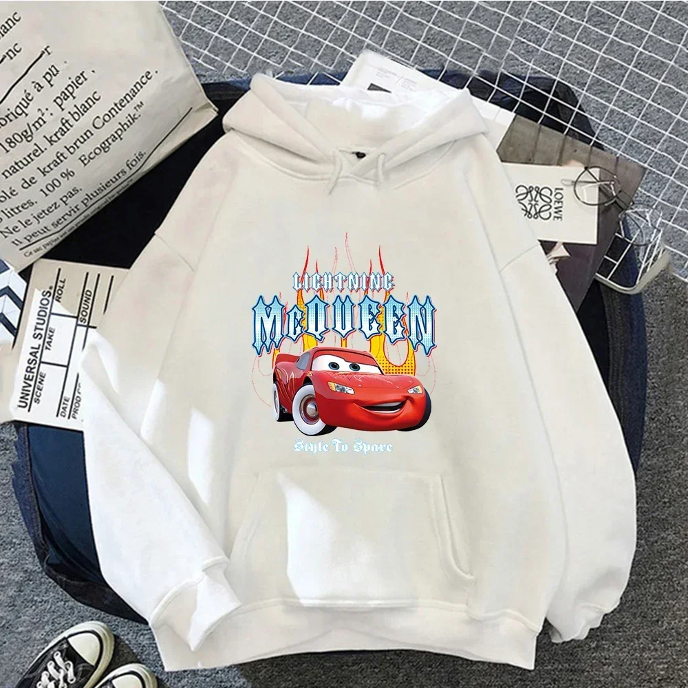 Cartoon Cars Lightning Mcqueen Felpe Con Cappuccio Donna Vintage Jasmine Kawaii Pullover Vestiti Harajuku Casual Versatile Felpa Top