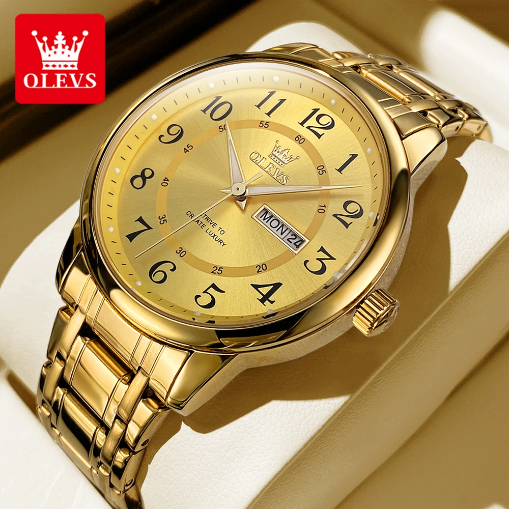 أوليفس-ساعة يد رجالية مقاومة للماء من الفولاذ المق...