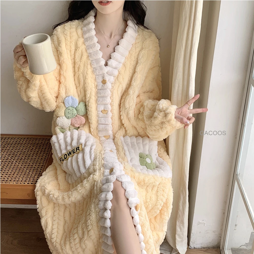 Pyjama Ensemble Chaude Pour Filles Hiver Velours Corail