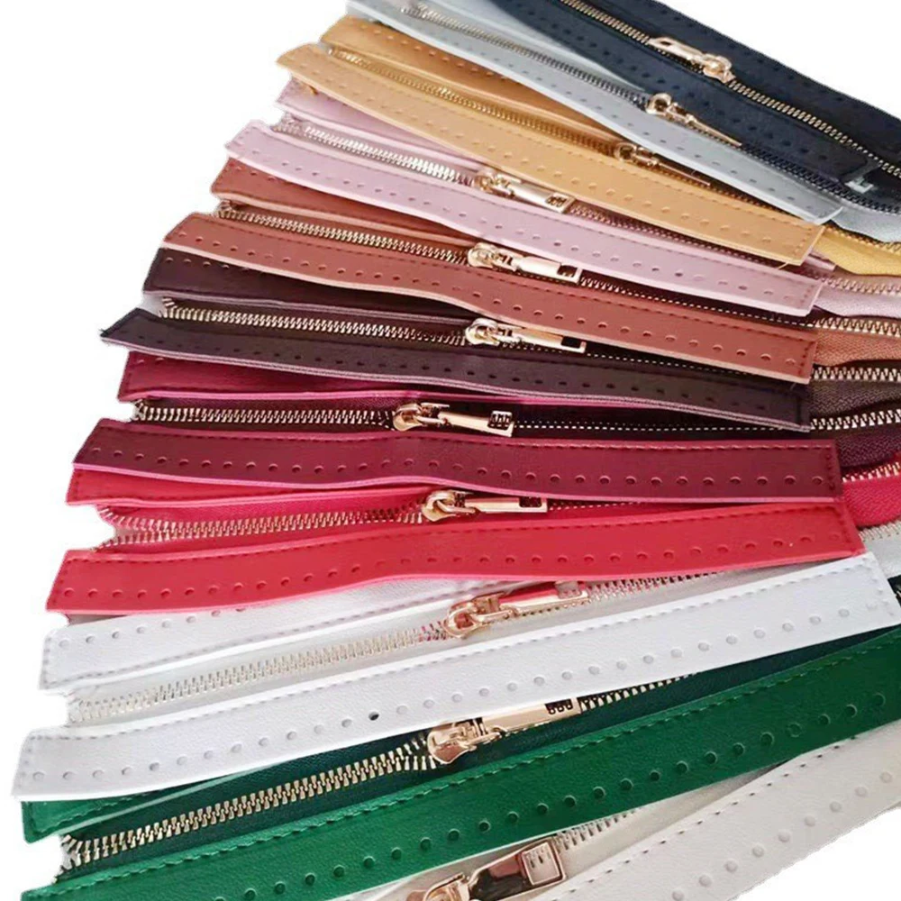 

1PC DIY Zipper For Woven Bag Hardware PU Leather Zipper Sewing Accessories 24cm Metal Zipper For Clothes Bags Supplies Bag Part