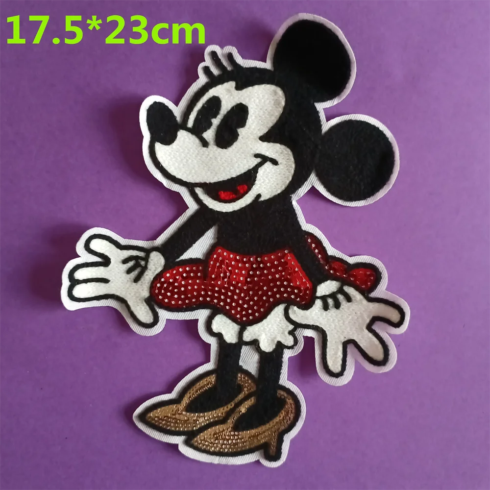 Minnie Mouse Mickey Mouse Anime Embroidered Patches for Children's Clothing Jackets 1Pcs Large