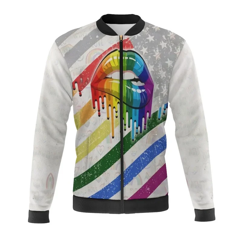 LGBT Gay Rainbow 3d Printed giacche Bomber Jacket Harajuku autunno e inverno Street Fashion Cool Zipper tute capispalla maschile 4