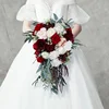 New waterfall wedding bridal bouquet bridesmaid hand tied artificial flower holiday party supplies flowers European rose gift