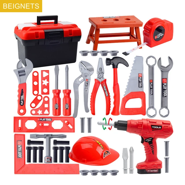 Kids Toolbox Kit Engineer Simulation Repair Tools Educational Toy Electric Drill Screwdriver Tool Pretend Play Toys For Children 1