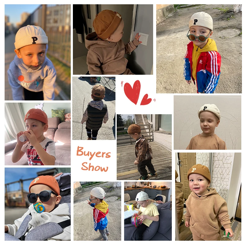 Kids Melon Skull Beanie - Solid Color Brimless Hat for Boys  Girls