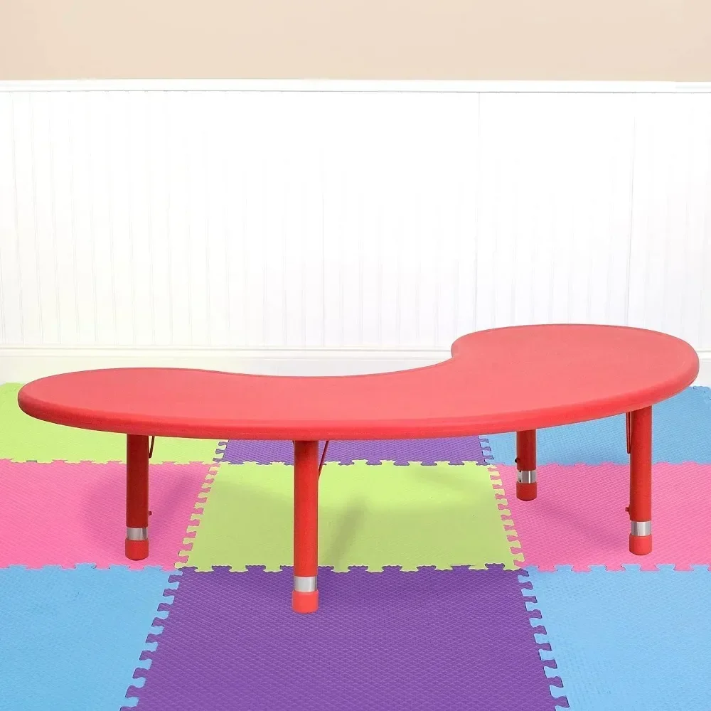Half-Moon Adjustable Height Preschool Activity Table for School/Home, Plastic Classroom Activity Table for Kids