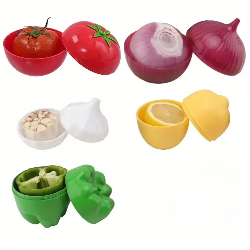 5PCS Clear Fruit And Vegetable Storage Box for Lemon Pepper Tomato Onion Garlic Kitchen Organizer