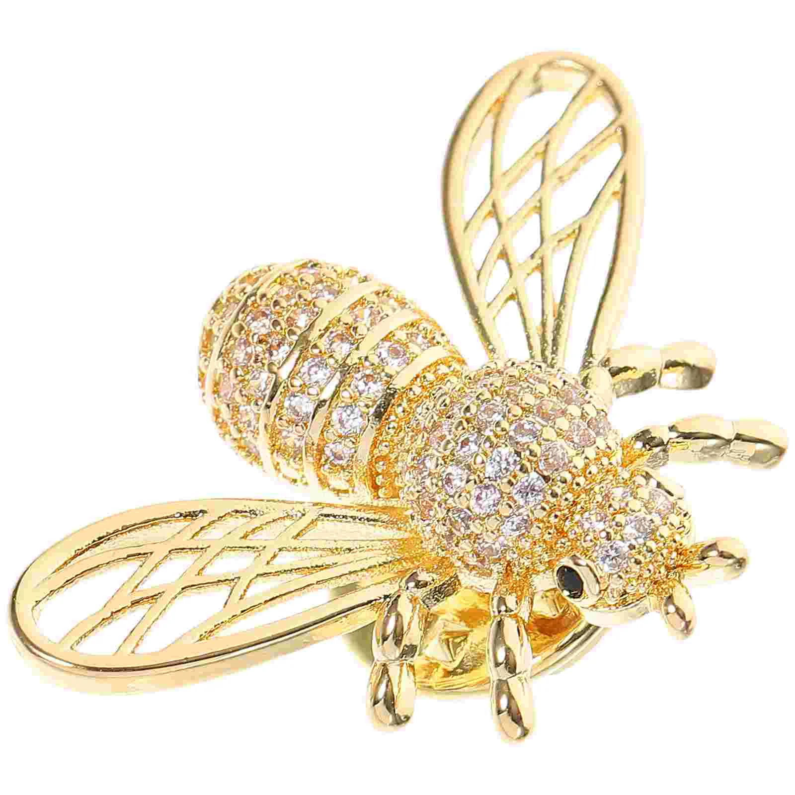 

Bee Corsage Brooch Suit Pin Clothing Ornament Crystal Accessories Lapel Aesthetic Copper For Backpacks Jewelry Miss Decorative