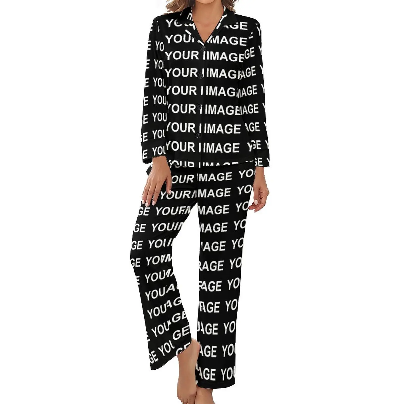 Women Pajamas Set 2 Pieces Long Sleeve V Neck Spring Cute Sleepwear