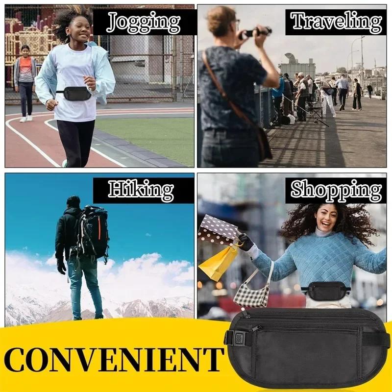 حقيبة الخصر معروضة بجانب أغراض سفر شائعة