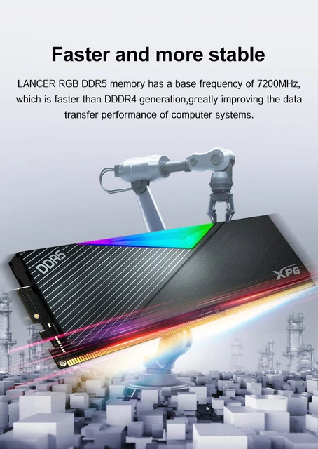 Adata XPG Lancer 16GB DDR5 7200Mhz RGB RAM - Black - الذاكرة