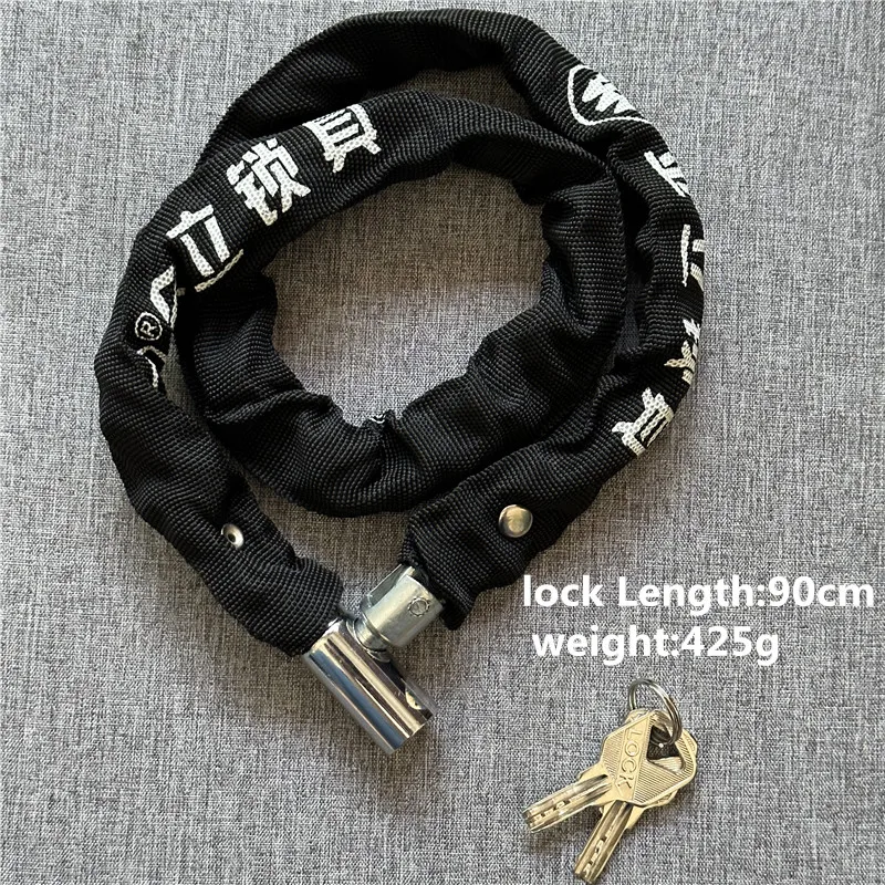 מנעול שרשרת אופניים חיצוני עמיד למים מתכת כבדה למניעת גניבה עם מפתח מתאים לאופניים ולאופנועים