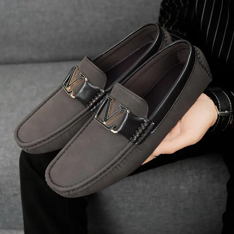 

2023 New Summer Beanie Shoes Men's Leather Soft Bottom Casual All-Match Slip-on Driving Men's Shoes British Style Leather Shoes