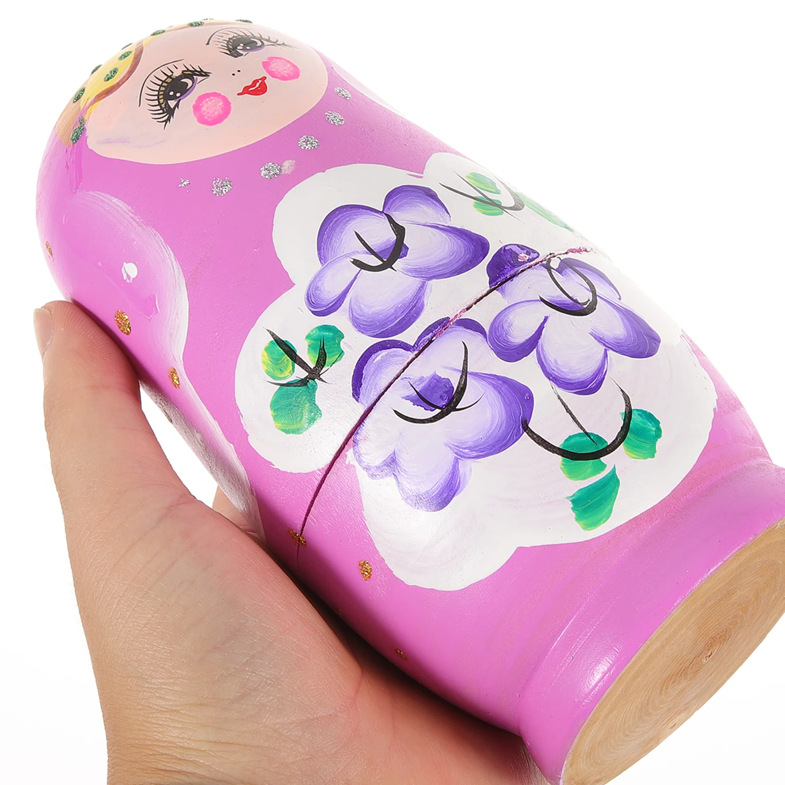 Pink Wooden Russian Nesting Handmade Toys Kids Craft Kit Children nament Matryoshka Decorative Figurines Wood Carving