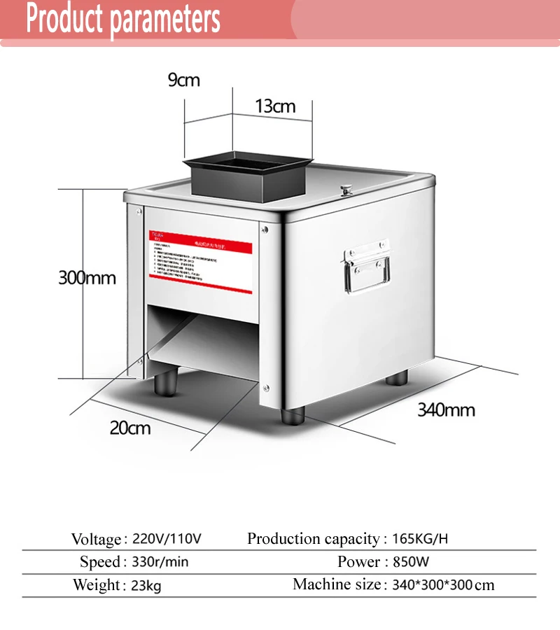 Description Picture 3 of item2.5/3.5/5/7Mm Commercial Stainless Steel Meat Cutter Automatic Vegetable Cutter Household Appliances