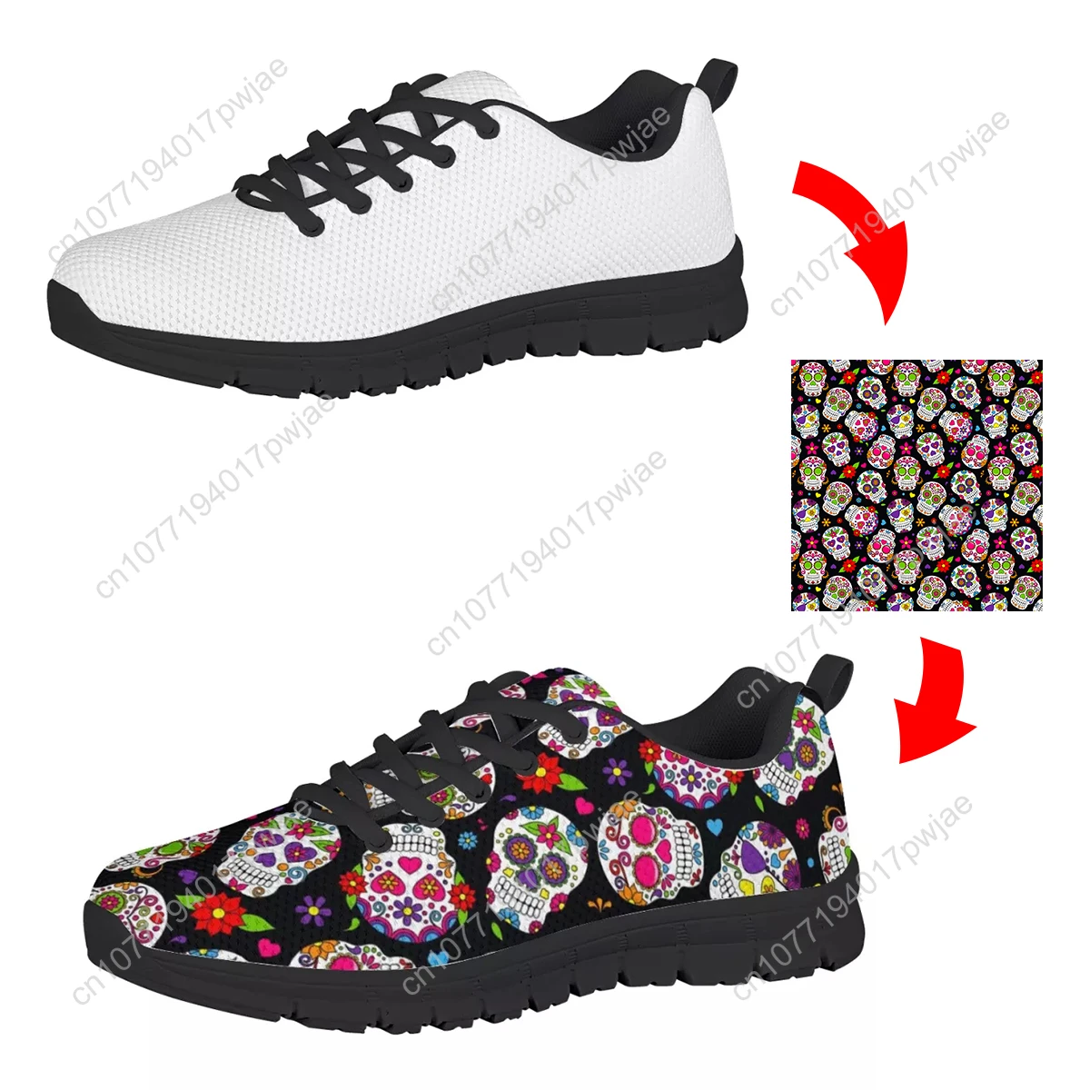 Autism Awareness Pattern Women Breathable Sneaker Shoes Comfortable Lacing Flat Shoes Summer AF Mesh Walking Shoe