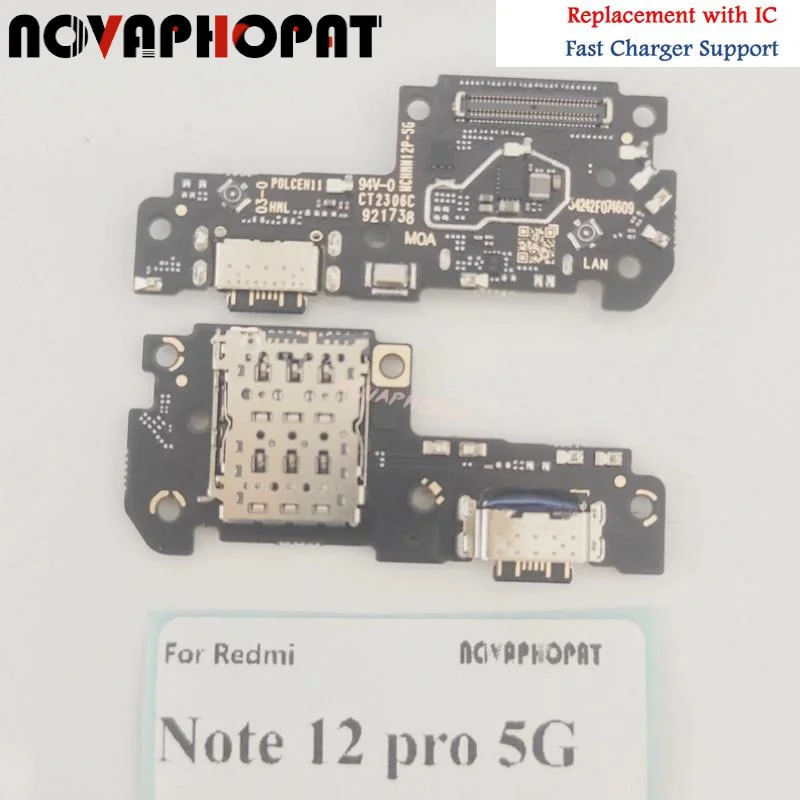 

Novaphopat For Xiaomi Redmi Note 12 Pro 5G / Poco X5 Pro USB Dock Charging Port Charger Plug Microphone MIC Flex Cable Board