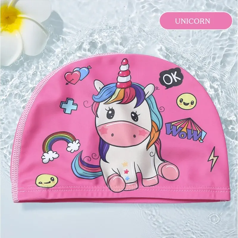 Children's Swim Caps Comfortable Ear Protection Boys And Girls Cartoon Cute Cloth Swim Caps Fashion Prints Hot Spring Swimm,swimming cap