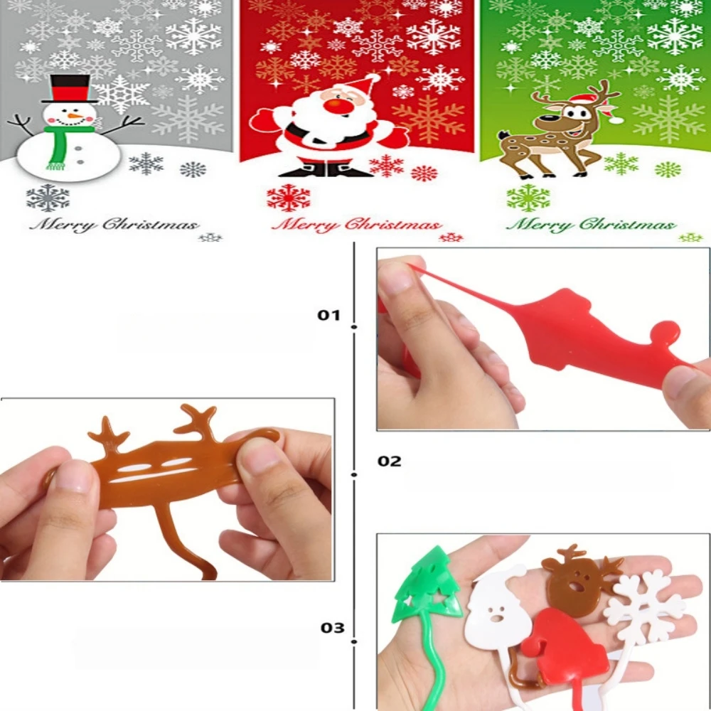 Cute Cartoon Christmas Tree Snowflake Elk Sticky Hands for Christmas New Year Carnival Party Gift Pinata Gift Bag Filler 10-50PC