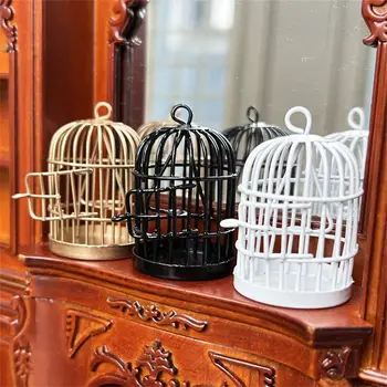 Alla moda in miniatura in metallo gabbia per uccelli ferro fai da te mini casa delle bambole ornamento micro paesaggio per 1/6 1/12 camera dei mobili