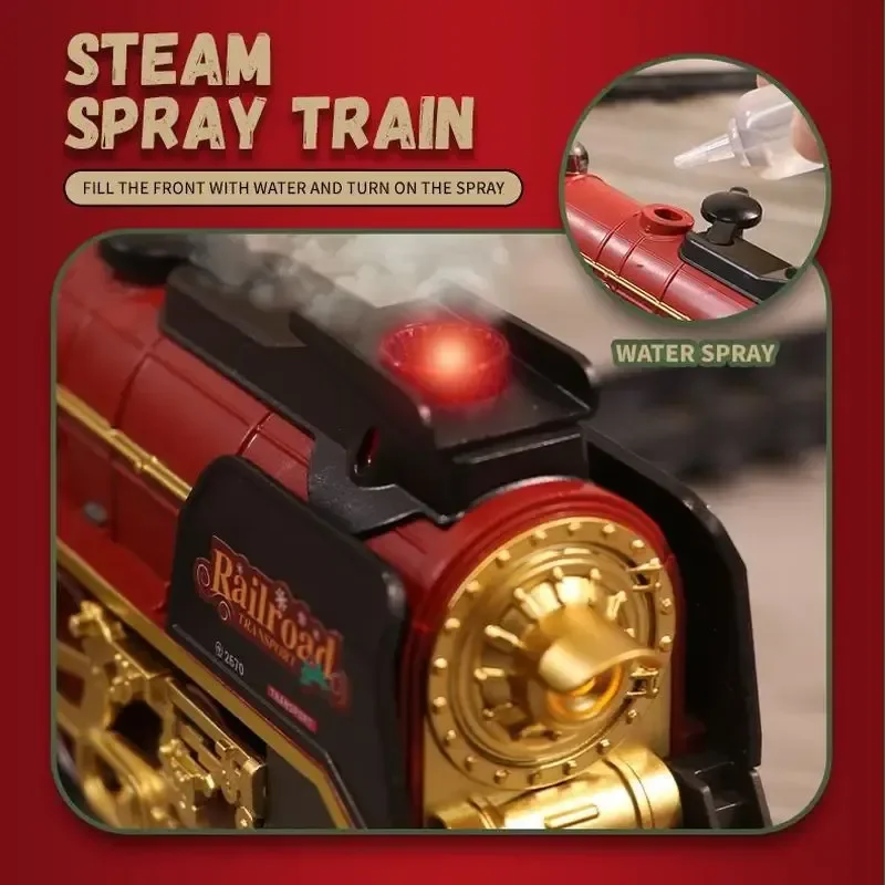 Christmas Series Retro Classical Remote Control Small Train Track Electric Steam Track Train Model Children's Holiday Toy Gift