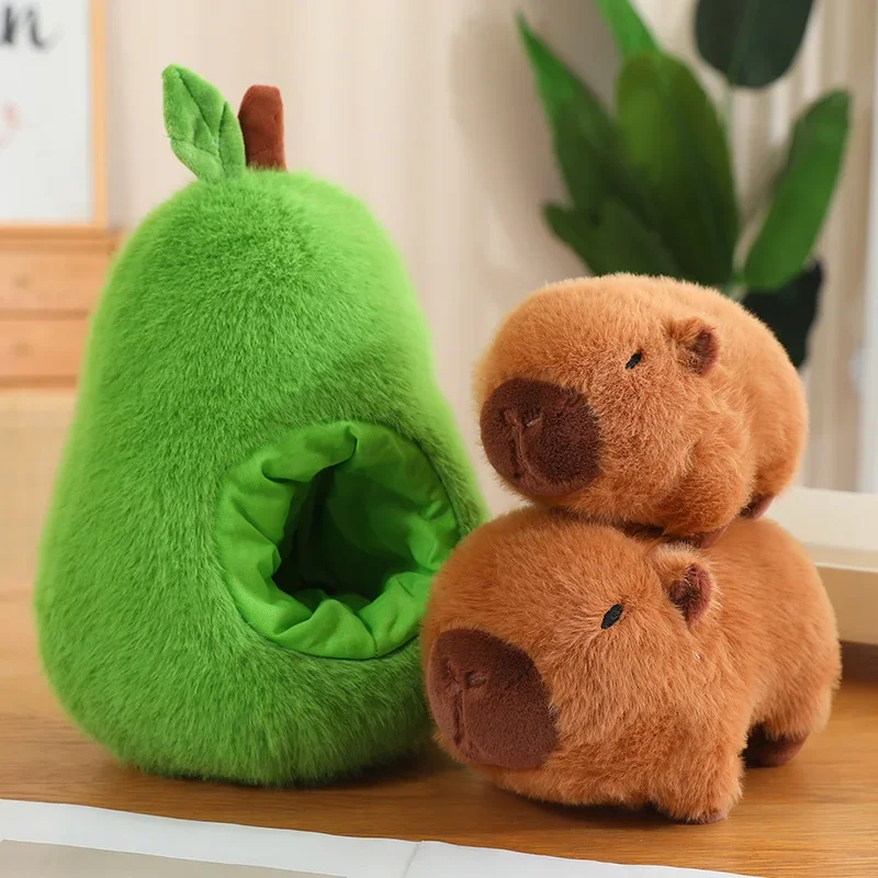 Stuffed Capybara Hide in Avocado Plushie Ferry Plush Pig In Apple