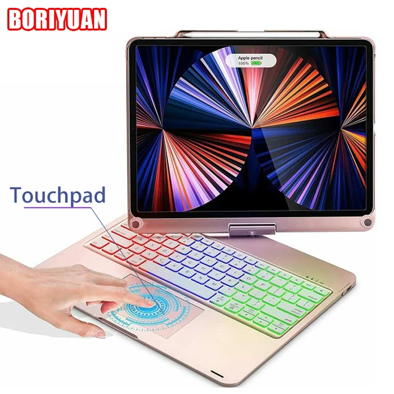 

Магнитная клавиатура с сенсорной панелью для IPad 10,9, Air4, Pro11, 12,9, 2021, 2020, 2021, Беспроводная Bluetooth клавиатура, клавиатура с подсветкой