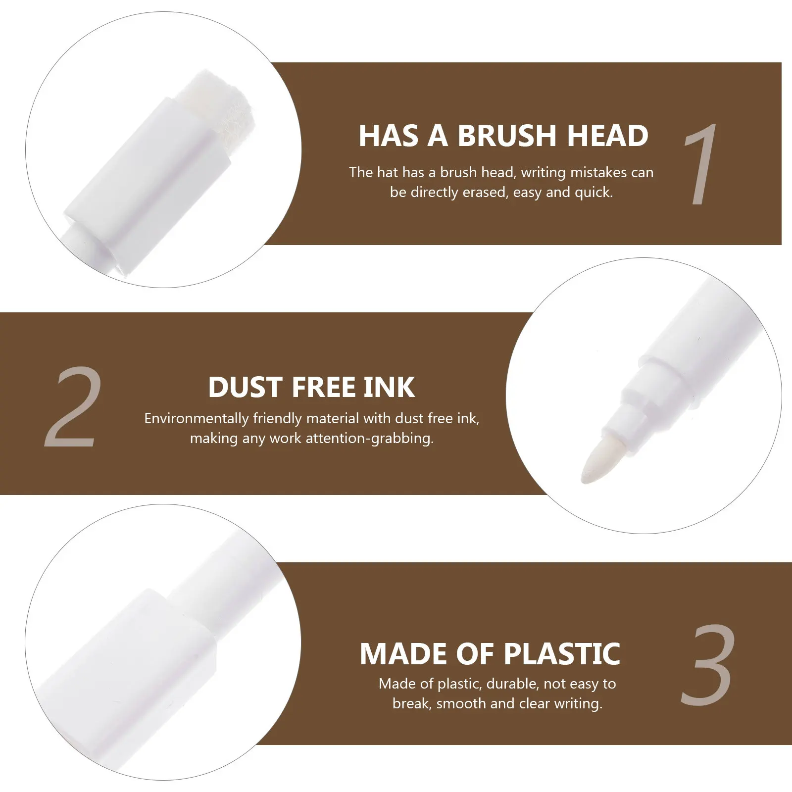 15Pcs 흰색 분필 펜 액체 마커 지울 수있는 브러시 팁 유리 창용 쓰기 펜 공예 DIY 사무용품