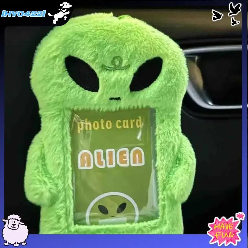 Cute Rilakkuma Alien Photo Card Holder Keychain Pendant - Stylish Protective Case