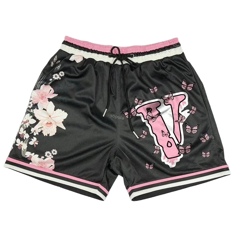 Tide Brand Flower Art Sports Shorts Breathable Basketball Men Shorts Loose Sports Training Fitness Gym Fashion Quick-dry Shorts 1