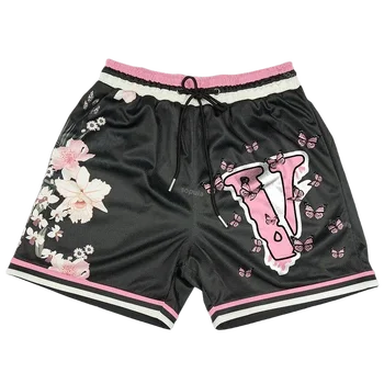 Tide Brand Flower Art Sports Shorts Breathable Basketball Men Shorts Loose Sports Training Fitness Gym Fashion Quick-dry Shorts 1