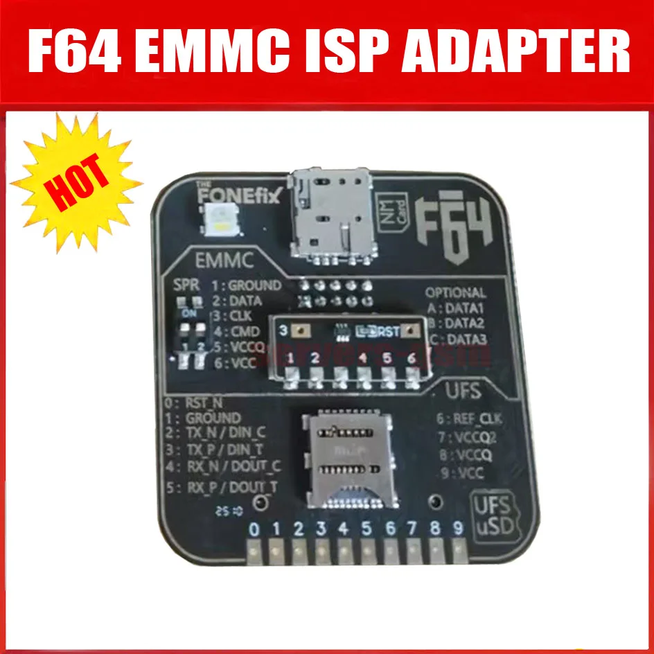 최신 100% F64 플래시 64 울트라 라이트 박스 ISP 어댑터 + F64 UFS-FBGA254 어댑터 소켓