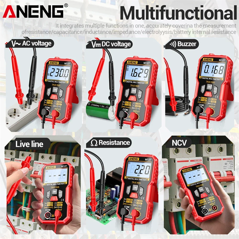 ANENG M127 Multimètre Numérique 400V AC/DC NCV Testeur de Tension
