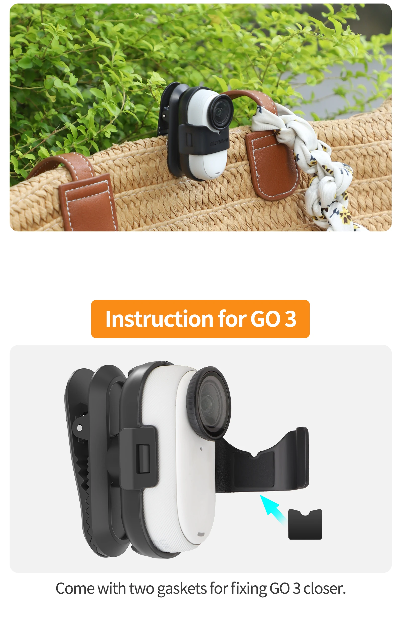 Backpack Clip Holder with Anti-Shake 360° Rotation for Sports Camera Accessories