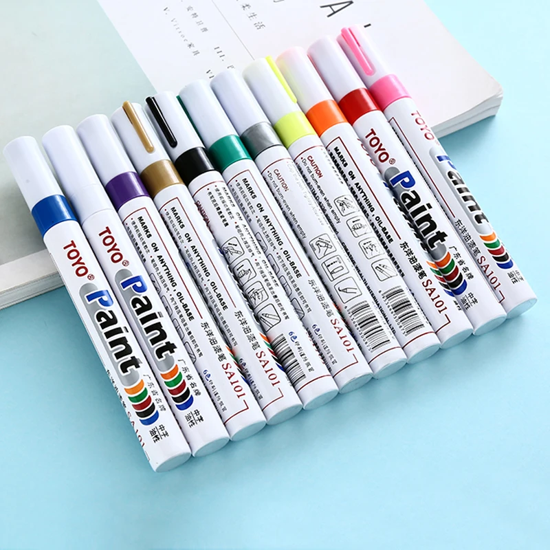 TOYO Oil Paint Marker Pen Permanent Markers for Car Tire and all surfaces  White Silver Gold - AliExpress