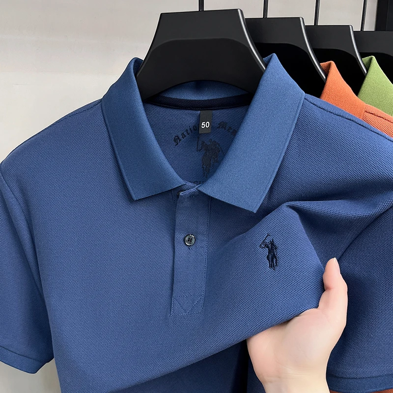 Kurzarm-Poloshirt aus 100 % reiner Baumwolle Luxusmarke Paul Pony besticktes Herren-T-Shirt Sommer-Business-Casual-Oberteil atmungsaktiv – Detail 18