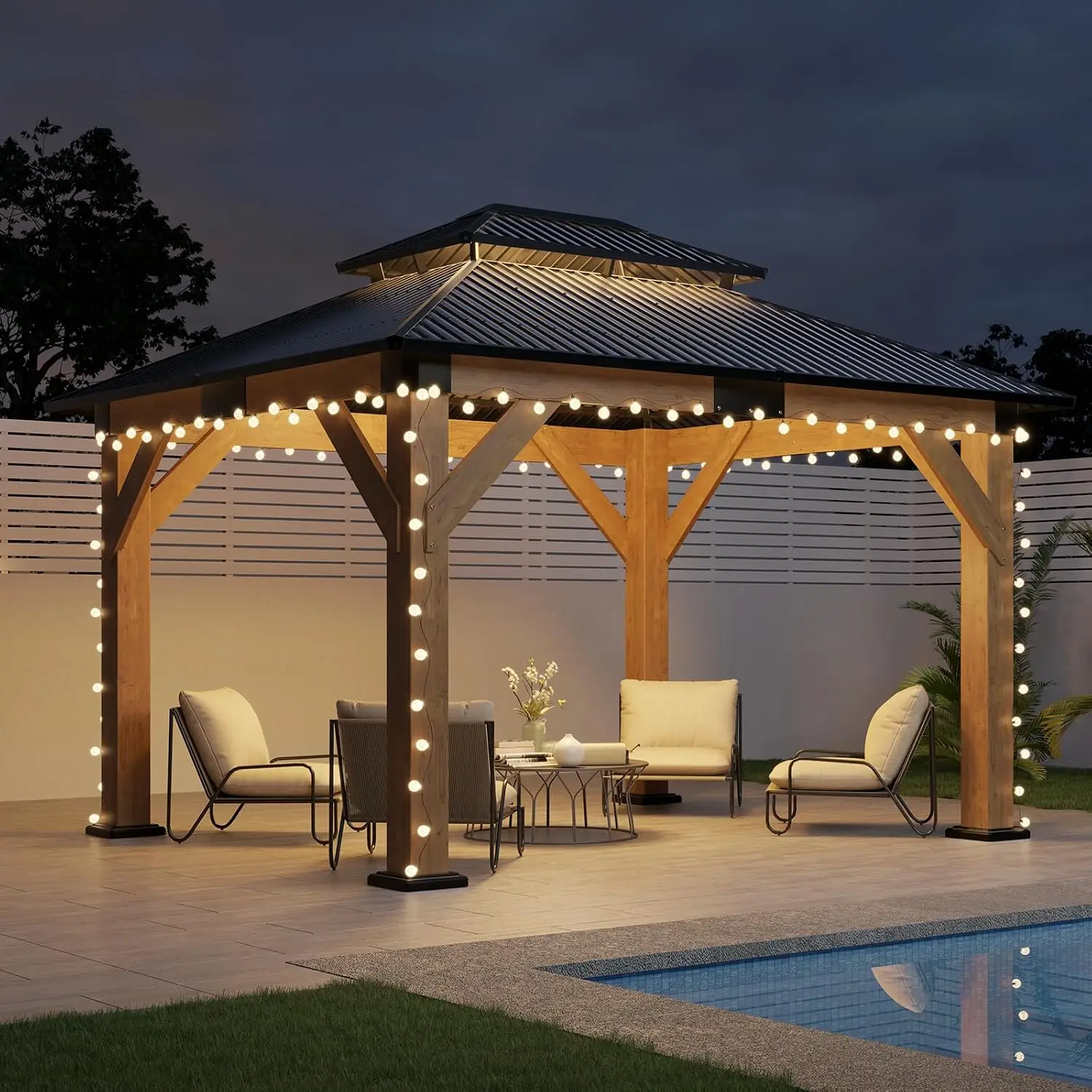 10x12 Hardtop Wood Gazebo 6
